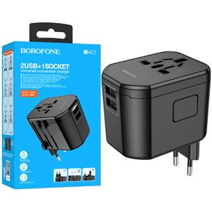 Borofone BAC1 Adaptador y Cargador Mundial con 2x USB