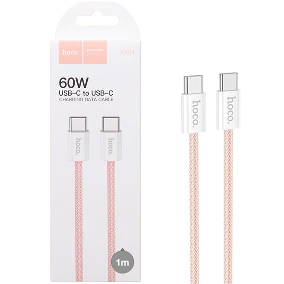 Cable USB-C a USB-C 1 Metro 60W Hoco X104 Pink (para iPhone 15)