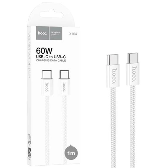 Cable USB-C a USB-C 1 Metro 60W Hoco X104 White (para iPhone 15)