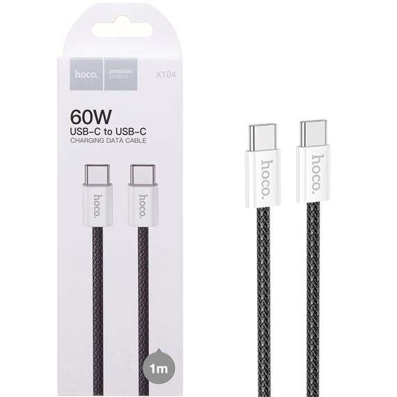 Cable USB-C a USB-C 1 metro 60W Hoco X104 Black (para iPhone 15)