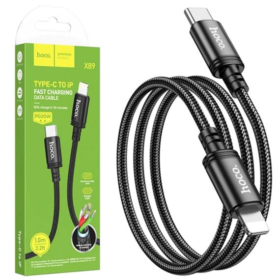 Cable USB-C a Lightning 1 metro 20W Hoco X89 Reforzado Negro