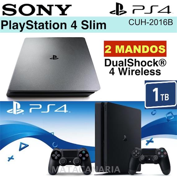 SONY PS4 SLIM 1TB JET BLACK  2 MANDOS