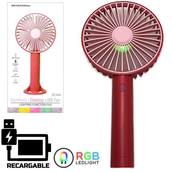 Ventilador DD5649 Mini Recargable Rojo