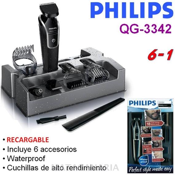 PHILIPS QG-3342 KIT AFEITADORA+CORTAPELO 6 IN 1