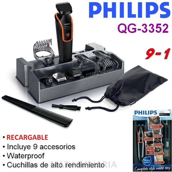 PHILIPS QG-3352 KIT AFEITADORA+CORTAPELO 9 IN 1