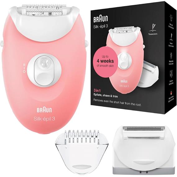 Braun Silk-Epil 3-277 Depiladora Silk-Epil 3 Smartlight con 2 cabezales