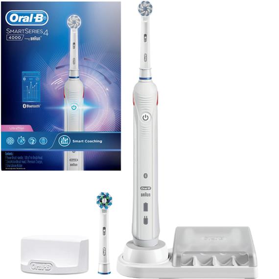 Braun Oral B Cepillo Pro Smart 4 4000 Bluetooth  Blanco con Estuche de Viaje (D601.525.3P)