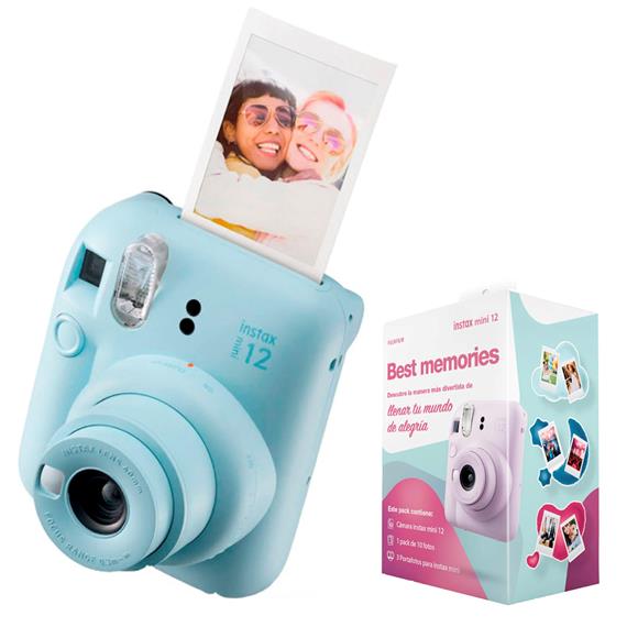 Fujifilm Instax Mini 12 Cámara Instantánea Pastel Blue Kit Best Memories