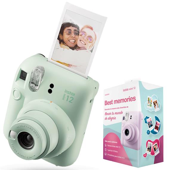 Fujifilm Instax Mini 12 Cámara Instantánea Mint Green + 10 Fotos y 3 Marcos