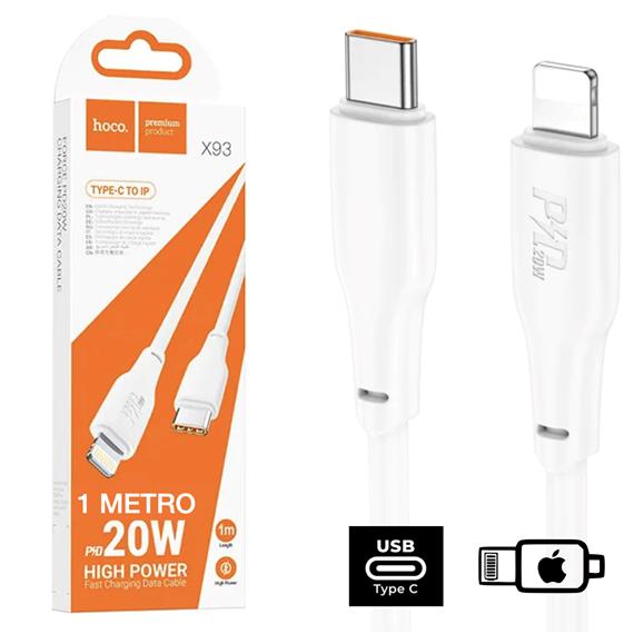 Cable USB-C a Lightning 1 metro 20W Hoco X93  Blanco