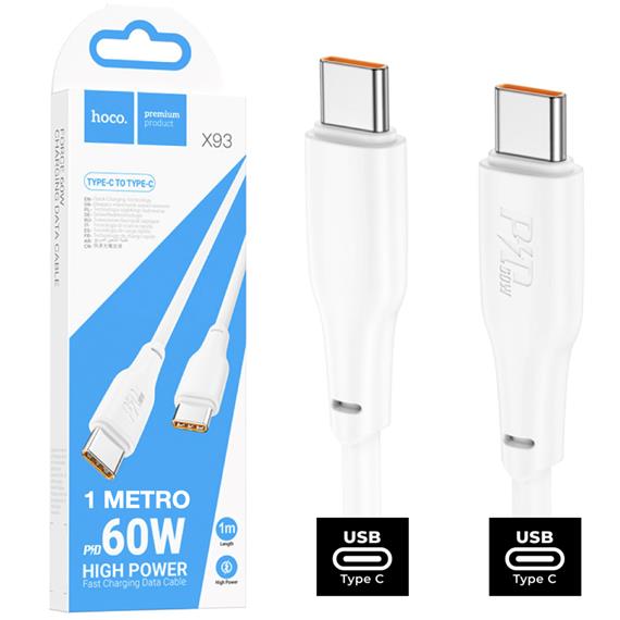 Cable USB-C a USB-C 1 metro 60W Hoco X93 Blanco