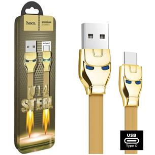 Cable USB a USB-C 1.2 metros Hoco U14 Steel Man Oro