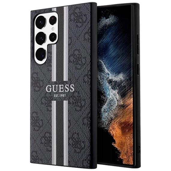 Guess GUHCS23LP4RPSK S23 Ultra S918 Black Hardcase 4G Printed Stripe