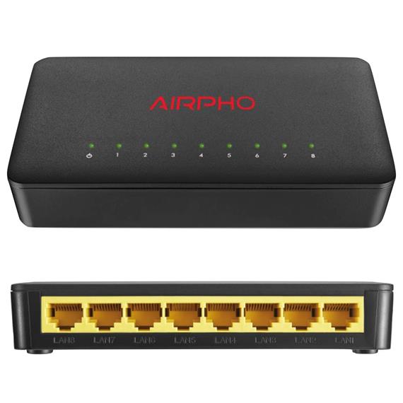 AIRPHO AR-GS108 Switch Gigabit de 8 Puertos 10Mbps 100Mbps 1000Mbps