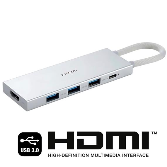 Xiaomi 5-in-1 Type-C Hub USB-C+ USB 3.0x3 + HDMI Plata (8804GL)