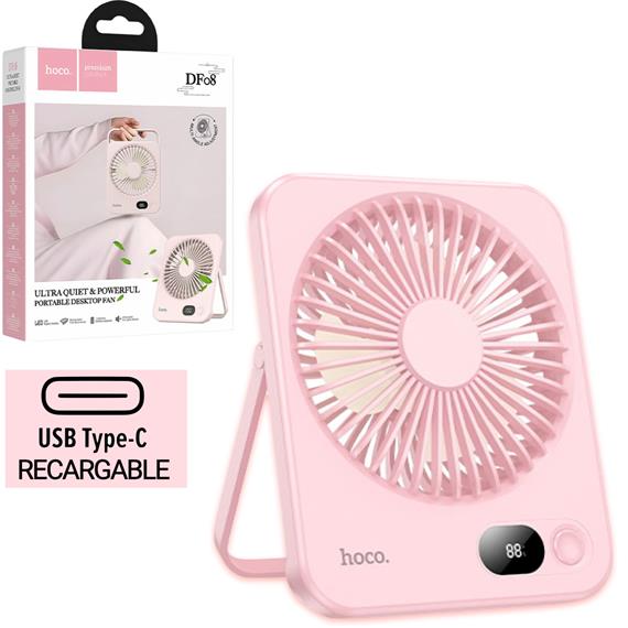 Hoco DF08 Desktop Fan Cool Shel Ultra-Thin Pink