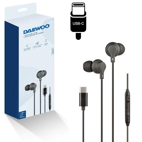 Daewoo DW2015 Auricular USB-C con Micrófono Negro