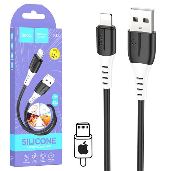 Cable USB a Lightning 1 metro 3Amp Hoco X82 Silicona Black