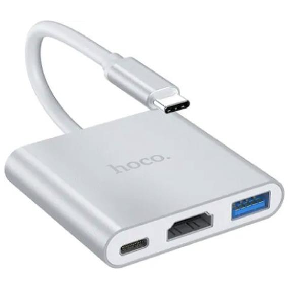 Hoco HB14 Adaptador Hub USB-C a HDMI, USB-C para Carga y USB 3.0