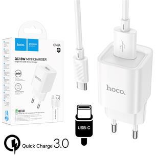 Cargador + Cable USB-C Hoco C145A QC3.0 Blanco