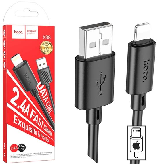 Cable USB a Lightning 1 metro Hoco X88 Negro