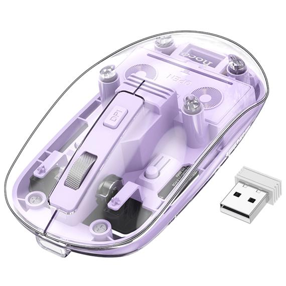 Hoco GM29 Ratón Inalámbrico 2.4G y Bluetooth Romantic Purple