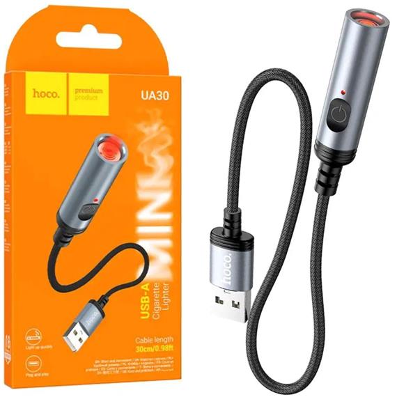 Hoco UA30 Mechero para Coche con Conexión USB-A y cable 30cm