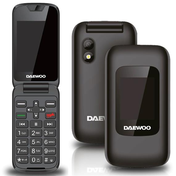 Daewoo DW8002BK Teléfono Móvil Senior Flip Doble Pantalla