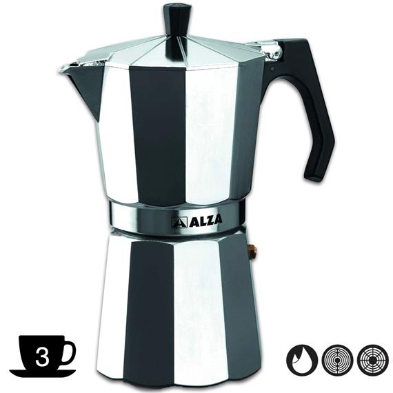 Alza BASIC Cafetera Aluminio 3 Taza para Vitrocerámica y Gas