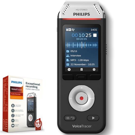 Philips DVT2110 Grabadora de Voz 8GB con 2 Micrófonos HIFI