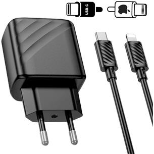 Cargador USB-C + Cable Lightning Hoco CS22 PD 30W Negro