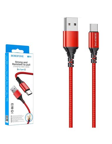 Cable USB a USB-C 1 metros 2.4Amp Borofone BX54 Ultra Bright Rojo