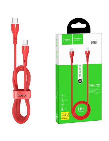 Cable USB-C a USB-C 1.8 Metros 60W Hoco X45 Reforzado Rojo